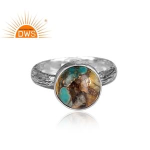 Bague empilable en argent sterling oxydé naturel Mojave cuivre bourdon Turquoise pierre précieuse fabricant de bijoux personnalisés - Product Image 2