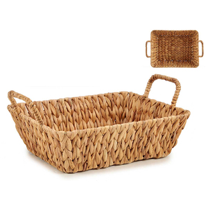 Bandeja de jacinto de agua Natural artesanal para comida bandeja de servicio de jacinto de agua tejida a mano con asas para restaurante de Hotel en casa - Product Image 2