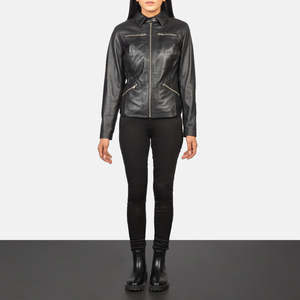 Chaqueta de Cuero Negro de Piel de Oveja Tomachi - Product Image 3