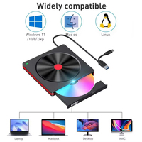 External Bluray Optical Drive Portable 2-in-1USB 3.0 Type-c BD/CD/DVD Burner Player Reader Drive for Laptop PC Windows 11/10Mac