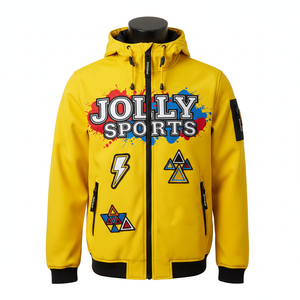 Veste Softshell Premium pour Hommes Tissu Polyester Durable Couleur Jaune Panneau Graphique Avant Logo Personnalisé Transfert Thermique - Product Image 6