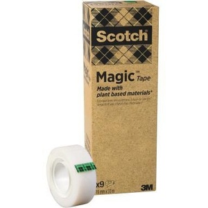 Scotch MagicT 900 Greener Choice 19mm X 33m Film adhésif simple face à base de solvant en acétate de cellulose transparent pour le bureau - Product Image 1