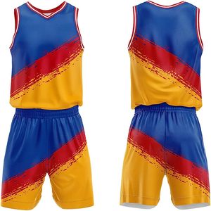 Short de basket-ball personnalisé pour hommes, maillots réversibles respirants avec sublimation de couleur, nouveau design, ensembles de vêtements de basket-ball - Product Image 1