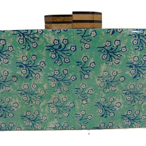 Floral Design Resin Wood Clutch <b>Box</b> Purse Bags - Product Image 1