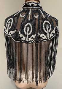 Cape Burlesque élégante avec des paillettes de brins perlés Belle silhouette droite Attache le cou Enveloppe de fête pour les occasions de club - Product Image 6