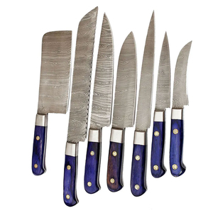 ชุดมีดเชฟเหล็กดามัสกัสคุณภาพดีที่สุด ผลิตด้วยมือ พร้อมด้ามไม้ทนทาน ดีไซน์ใช้งานได้ทั้งมือซ้ายและขวา หรูหรา - Product Image 6