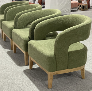 <span class=keywords><strong>Poltrona</strong></span> Accent in Tessuto Bouclé <span class=keywords><strong>Verde</strong></span> con Schienale Curvo e Gambe in Legno, <span class=keywords><strong>Poltrona</strong></span> Moderna per Soggiorno, Camera da Letto, Hotel - Product Image 4
