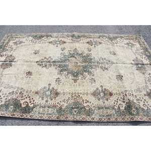 Alfombra Turca Vintage de 5.7x9.2 pies (175x281 cm), Alfombra Marroquí Verde Marrón - Product Image 3