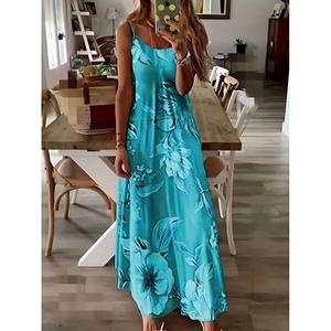 Abito in Jersey con motivo floreale a spalline da donna - Product Image 3
