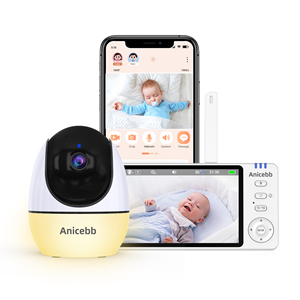 Anicebb ABM580 Caméra de surveillance pour bébé 1920x1080P FHD avec écran IPS 5 pouces, connexion WiFi 2,4 GHz, détection de mouvement IA, vision nocturne, communication bidirectionnelle - Product Image 1