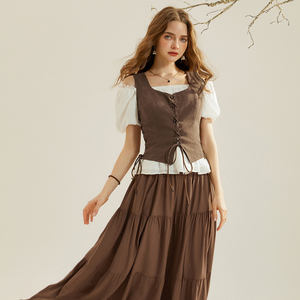 ชุดคอร์เซ็ทผ้าพันคอทรงสี่เหลี่ยมแขนกุดผ้าลูกไม้สำหรับผู้หญิงชุดคอร์เซ็ทสไตล์วิกตอเรียวินเทจ - Product Image 2