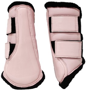 Bottes de cheval en tissu maillé rose avec garniture en fausse fourrure douce, personnalisables pour l'équitation sportive et l'entraînement - Product Image 1