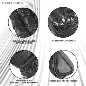 Gants de moto - Gants en cuir de vachette de qualité supérieure pour hommes et femmes, écran tactile - Glissières pour la paume - Product Image 3