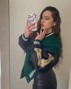 Chaqueta Varsity Vintage Y2K para hombre, cuello redondo, gráfico de hueso, béisbol, Letterman, bombardero de algodón 100% para invierno - Product Image 4