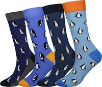 Chaussettes habillées mi-mollet en bambou pour hommes - Imprimé animal, antidérapantes, décontractées et respirantes, confortables