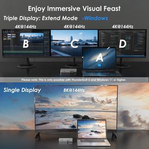 Nouvelle station d'accueil Thunderbolt <span class=keywords><strong>5</strong></span> WAVLINK WL-UTD58-M <span class=keywords><strong>12</strong></span>-en-1 Thunderbolt <span class=keywords><strong>5</strong></span> Dock 140W PD 8K Affichage Hub de connexion - Product Image 3