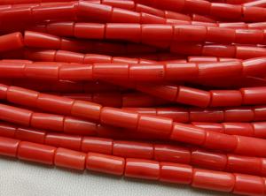 Perles de corail italien naturel en forme de tube de corail rouge, perles de corail de qualité supérieure, brins de 16 pouces - Product Image 5
