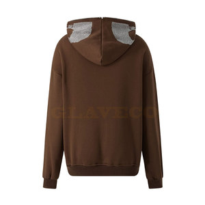 Sweats à capuche en coton mélangé de couleur unie avec strass pour hommes, style décontracté, saison hivernale, col à capuche, nouveau design - Product Image 3
