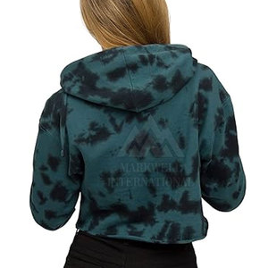 Diseño personalizado uso al aire libre mujeres Crop Top sudaderas con capucha de color sólido cómodo mujeres Crop Top sudaderas con capucha - Product Image 3