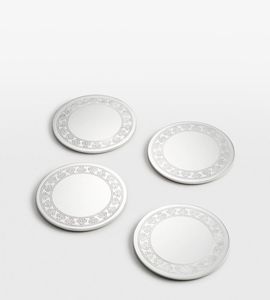 Elegant Classic Stainless Steel Coasters for <b>Table</b> Decoration with Non-slip Durable Finish Handmade Vintage Motif Surface Style - Product Image 1