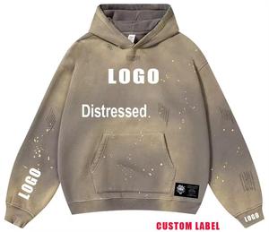 Custom 100% Cotton Fleece Pullover Regular Fit <b>Blank</b> Hoodie Winter Vintage Acid Wash Men's - Product Image 2