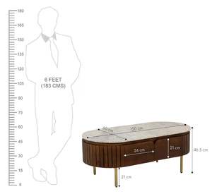 Table centrale en bois massif noyer avec dessus en céramique brun tabac exigeant pour les meubles de salon et de chambre à coucher à usage de bureau - Product Image 2