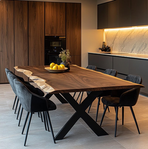 Table à manger KALATRI écologique, carrée, rustique, moderne, en bois massif sculpté à la main, 6 places, meubles pour la maison, l'école, l'hôtel, l'appartement - Product Image 2