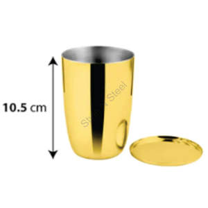 Acier inoxydable premium Verre doré 2 pièces de haute qualité avec un couvercle en acier inoxydable et un plateau en acier inoxydable Couleur CLASSIC Design élégant - Product Image 3