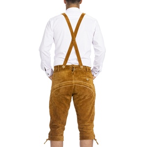 Nuevos pantalones cortos de cuero Trachten Oktoberfest para hombre, pantalones cortos bávaros de alta calidad en piel de vaca genuina, estilo kneibund. - Product Image 4