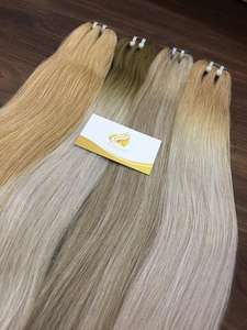 Extensions de cheveux humains, lisses, ondulées, couleur claire, 100% cheveux vierges Remy du Vietnam, extensions de cheveux épaisses, trame nouée à la main, double - Product Image 3