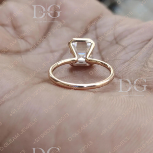 Bague de fiançailles en or 14 carats demi-sertie, diamant de laboratoire taille Asscher 4 carats, certifié IGI, solitaire, bijoux de mariage personnalisés - Product Image 2