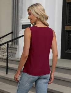 Femmes été débardeur sans manches affaires tenues décontractées 2025 basique ample habillé chemise de travail - Product Image 3