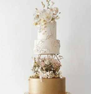 แท่นวางเค้กโลหะสแตนเลสชุบทอง2ชิ้นแบบใหม่ - Product Image 3