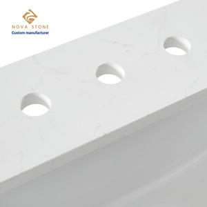 NV235 Dessus de vanité préfabriqué en quartz Taille standard 25 * 22in 20mm d'épaisseur Dessus de vanité de salle de bain en quartz à un seul bassin - Product Image 6