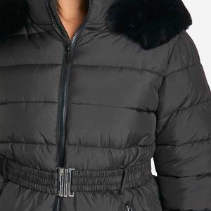 Veste matelassée tendance pour femmes, en cuir véritable, coupe-vent, imperméable, col montant, manches longues, automne-hiver, unie - Product Image 5