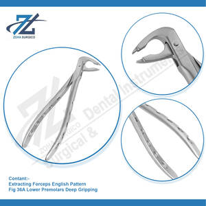 Fórceps de agarre profundo Fig 36A Premolares inferiores Fórceps de extracción Premium Patrón inglés Juego dental Instrumentos quirúrgicos - Product Image 4