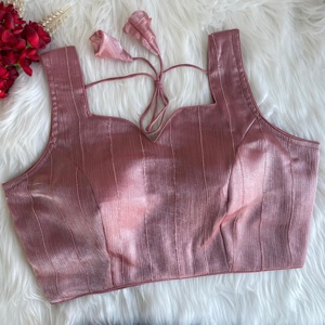 เสื้อเบลาส์ทันสมัยสำหรับฤดูร้อนโดย zimi Chu slub strach วัสดุที่มีดีปมด้านหน้าสวยเปิดลวดลายสไตล์ทางการพร้อมใส่ - Product Image 2