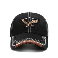 Casquettes de baseball sportives brodées en 3D avec logo personnalisé 2025, unisexe, design élégant d'aigle, vente en gros, chapeau ajustable, 100% coton