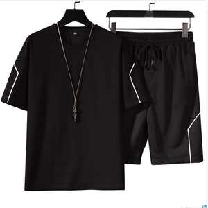 Conjuntos cortos para hombre, conjunto corto de dos piezas, pantalones cortos para hombre, camiseta informal de calle, camiseta de 2 piezas, conjuntos para hombre, Color de contraste personalizado - Product Image 1