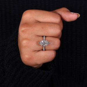 Anillo de compromiso con diamante de corte marquesa holandés oculto tipo halo, de 1 a 4 quilates, con diamante cultivado en laboratorio, anillo de boda con 6 garras, anillo personalizado - Product Image 5