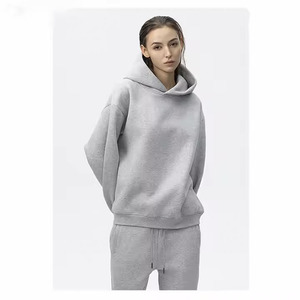 เสื้อมีฮู้ดผ้าคอตตอนหนาไม่มีลายสำหรับชายและหญิง350 GSM โอเวอร์ไซส์ออกแบบโลโก้ได้ตามต้องการสำหรับฤดูหนาว - Product Image 4