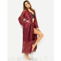 Vente en gros de vêtements de nuit pour femmes de haute qualité avec ceinture Ensemble pyjama ample et confortable Combinaison de nuit longue et respirante pour femmes
