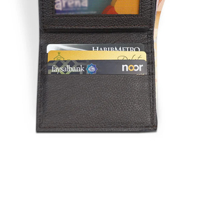 Porte-cartes de créateur personnalisé haut de gamme, portefeuille homme en cuir véritable de haute qualité, court, multi-cartes, polyester, MOQ 50 pièces, pour affaires - Product Image 2