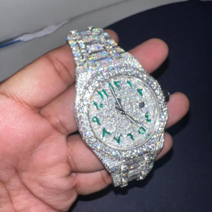 Montre suisse de luxe pour hommes avec VVS Moissanite, diamant blanc brillant, bracelet en acier inoxydable, collection Hip Hop, mouvement à quartz - Product Image 1