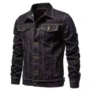 <b>Men's</b> High Street Casual 100% Cotton Custom Denim Jacket Embroidered Autumn <b>Jean</b> Jacket Zipper Closure Button Washed Cotton Blue - Product Image 4
