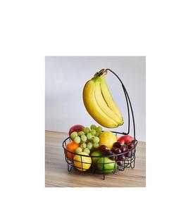 Panier à fruits en métal avec structure en fil métallique minimaliste, ajoutant une touche sophistiquée à l'agencement du comptoir de cuisine - Product Image 1