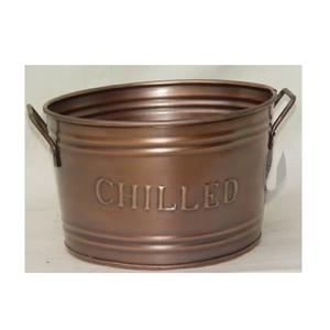 Seau à Champagne en acier inoxydable enduit de poudre bleue seau de fête de mariage cuve à boissons en acier inoxydable martelé - Product Image 4