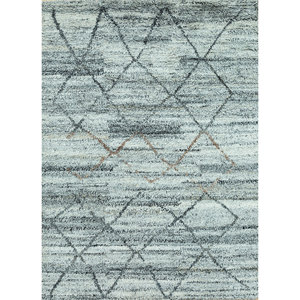 Alfombra Zuri Azul de Viscosa y Poliéster Anudada a Mano con Patrón Geométrico y Abstracto para el Hogar, Pasillo y Sala de Estar, Modelo PKPL-07 - Product Image 1