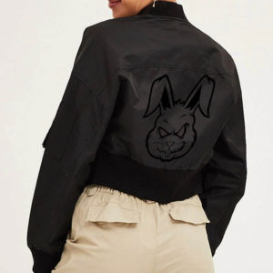 แจ็กเก็ตบอมเบอร์ไซส์ใหญ่พิเศษสำหรับผู้หญิงเสื้อแจ็คเก็ตกันลมมีซิปแขนระบายระบายอากาศได้ดี - Product Image 3