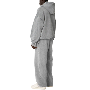 Ensemble de survêtement à capuche en molleton délavé à l'acide personnalisé pour l'automne, style streetwear, surdimensionné, 2 pièces, ensemble de sweat-shirts et de pantalons unisexes vierges - Product Image 6